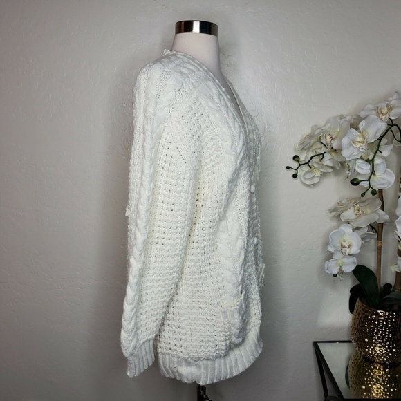 VTG Baszio Cable Knit Button Fisherman Cardigan - Picture 2 of 6
